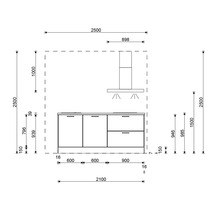 Keukenindeling met afmetingen voor planning en installatie