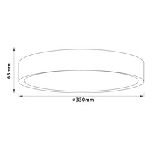 Technische tekening van een plafondlamp met afmetingen van 330 mm diameter en 65 mm hoogte.