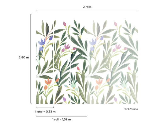 Behang met bloemmotief, herhaalbaar ontwerp