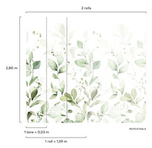 Behang met bladmotief, rol van 1,59 meter lang