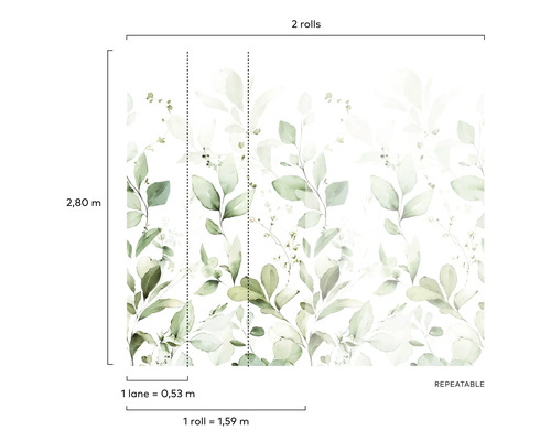 Behang met bladmotief, rol van 1,59 meter lang