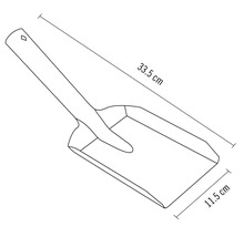Schets van een plantschop met afmetingen van 33,5 cm lang en 11,5 cm breed