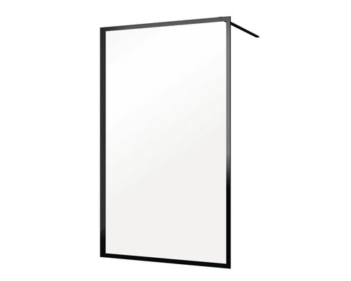 Douchescherm met zwart frame en stabilisatiearm