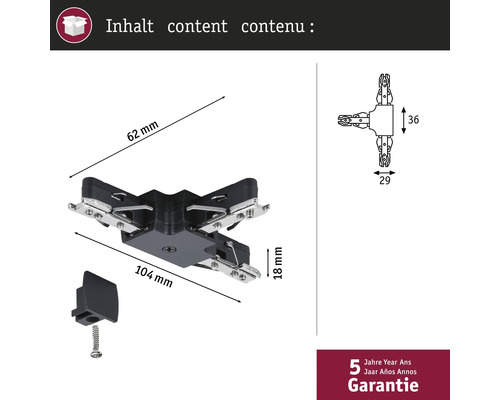 Verbindingsstuk voor panelen met accessoires en afmetingen