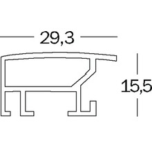 Technische tekening van een profiel met afmetingen 29,3 en 15,5