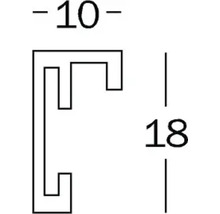 Schema van een profiel met de afmetingen 10 en 18