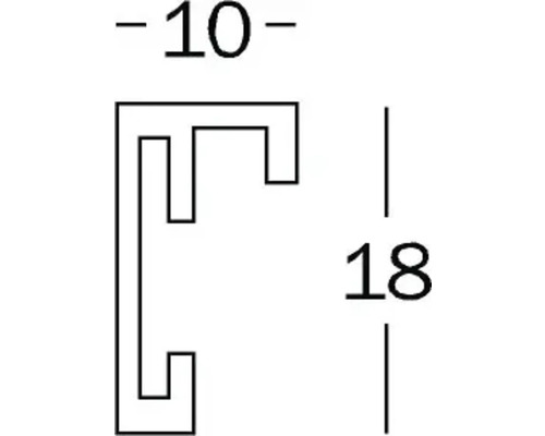 Schema van een profiel met de afmetingen 10 en 18