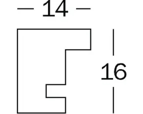 Technische tekening van een profiel met de afmetingen 14 en 16 millimeter