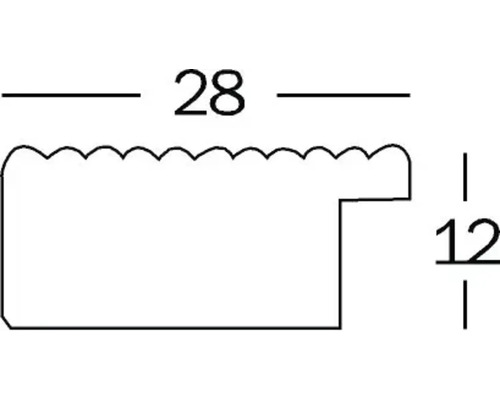 Profielstripdoorsnede met afmetingen 28 bij 12 millimeter