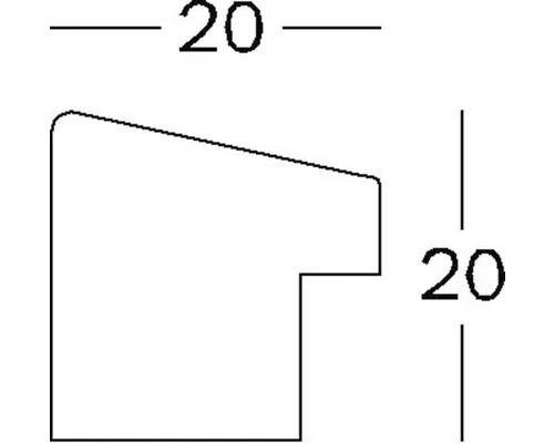 Technische tekening profieldoorsnede met maatvoering 20 x 20