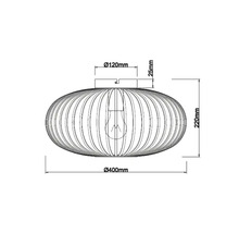 Tekening van een lamp met de afmetingen 120 mm, 25 mm, 220 mm en 400 mm