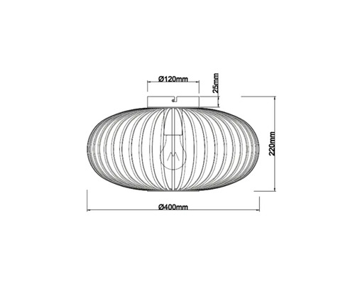 Tekening van een lamp met de afmetingen 120 mm, 25 mm, 220 mm en 400 mm