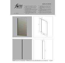 Zijwand met 6 mm dik enkel veiligheidsglas, bruin getint, omkeerbaar, pareleffect en snelmontagesysteem, profiel: aluminium, mat zwart