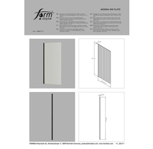Zijwand met 6 mm golfsnedeglas, omkeerbaar, aluminiumprofiel, mat zwarte afwerking
