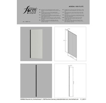 Modena 1000 Flute zijwand met veiligheidsglas, golfsnede en snelmontagesysteem, profiel van aluminium