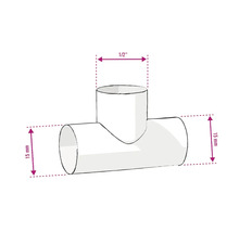 T-stuk met afmetingen 15 mm en 1/2 inch