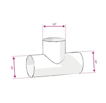 Illustratie van een T-stuk met een afmeting van 1/2 inch