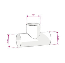 T-stuk met afmetingen van 20 mm en 1/2 inch