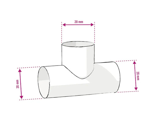 Afbeelding van een T-stuk met een diameter van 20 mm