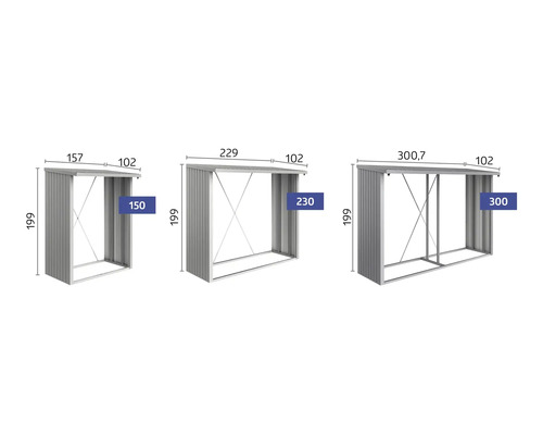 Drie metalen gereedschapsschuren in verschillende maten met maatvoering
