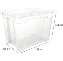 Opbergbox van kunststof met afmetingen 368 mm x 256 mm x 264 mm