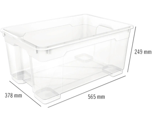 Opbergbox van kunststof met afmetingen 565 mm x 378 mm x 249 mm
