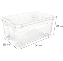 Opbergbox van kunststof met afmetingen 368 mm x 256 mm x 169 mm