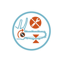 Symbool voor de gereedschapsloze kettingspanning van de kettingzaag
