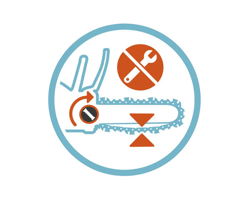 Symbool voor de gereedschapsloze kettingspanning van de kettingzaag