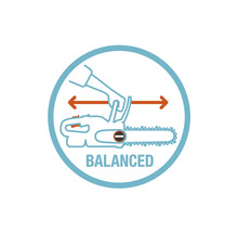 Symbool voor uitgebalanceerde kettingzaag