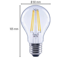 Gloeilamp met afmetingen 60 mm diameter en 105 mm lengte