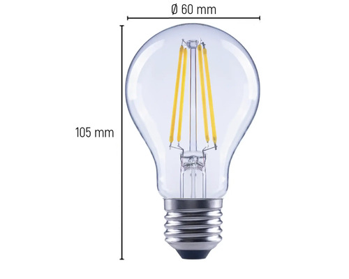 Gloeilamp met afmetingen 60 mm diameter en 105 mm lengte