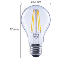 Afbeelding van een heldere ledlamp met afmetingen van 60 mm diameter en 105 mm hoogte.