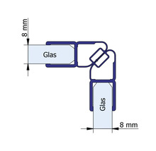 Hoekverbinding voor 8 millimeter glas