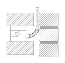 Tekening van een buisdoorvoer door een wand