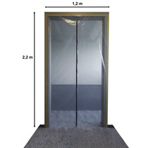 Beschermdeur van transparante folie met afmetingen van 1,2 meter bij 2,2 meter