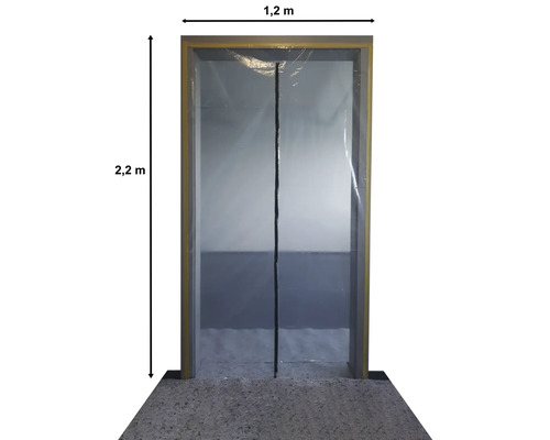 Beschermdeur van transparante folie met afmetingen van 1,2 meter bij 2,2 meter