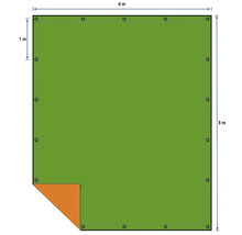 Afdekzeil met oogjes, afmetingen 4 meter bij 5 meter