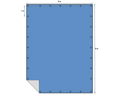Zwembadafdekking, 6 meter bij 8 meter, met oogjes