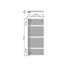 Technische tekening van een radiator met maatvoering