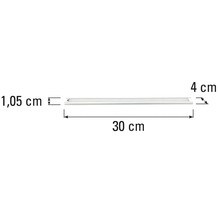 Afbeelding van een 30 centimeter lange ledlamp met afmetingen van 1,05 bij 4 centimeter