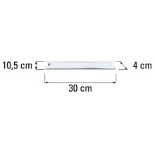 LED onderbouwlamp met afmetingen 30 centimeter lengte, 10,5 centimeter hoogte en 4 centimeter breedte