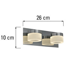 Wandlamp met afmetingen: 26 centimeter breed en 10 centimeter hoog