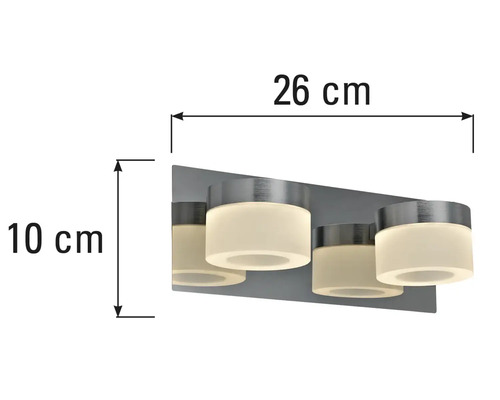 Wandlamp met afmetingen: 26 centimeter breed en 10 centimeter hoog