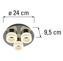 Afmetingen van een plafondlamp, diameter 24 cm, hoogte 9,5 cm