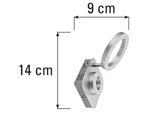 Afmetingen van een wandlamp: 14 cm hoog en 9 cm breed.