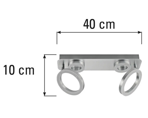 Afmetingen van een plafondlamp: 40 centimeter breed en 10 centimeter hoog