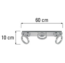 Afbeelding van een lamp met afmetingen van 60 bij 10 centimeter.