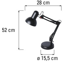 Bureaulamp met afmetingen
