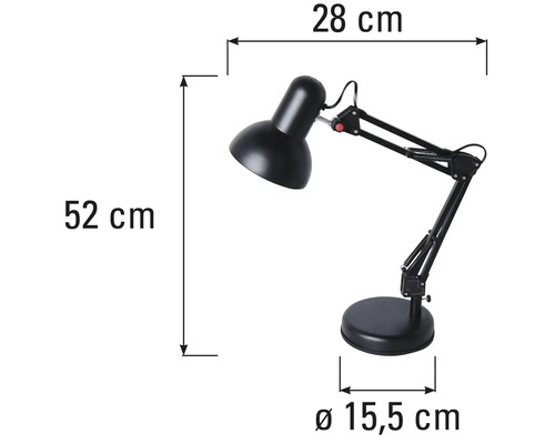 Bureaulamp met afmetingen